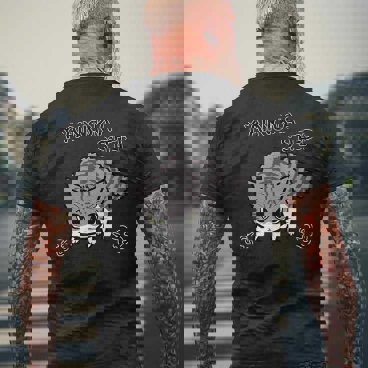 やんのかステップねこ 英語ver キジ白猫 かわいい 猫好き 動物 メンズTシャツ バックプリント 高齢者への贈り物