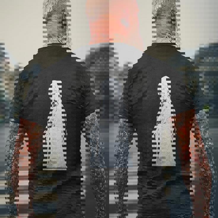 ゆきおんな アニメ キャラクター 日本語脚本背景 メンズTシャツ バックプリント 高齢者への贈り物