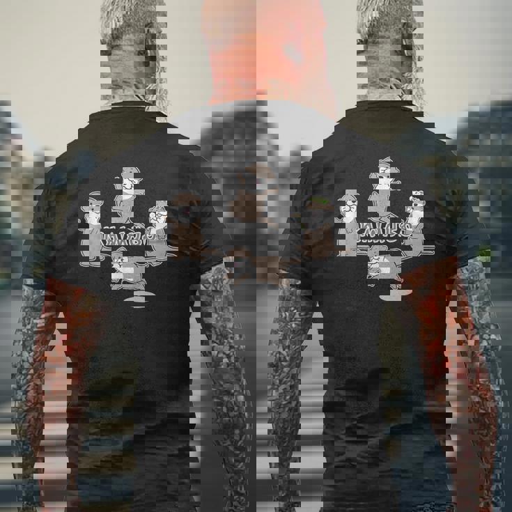 ゆるカワウソさん まるくん『あつまれ！』【 No102 】コツメカワウソ メンズTシャツ バックプリント 高齢者への贈り物