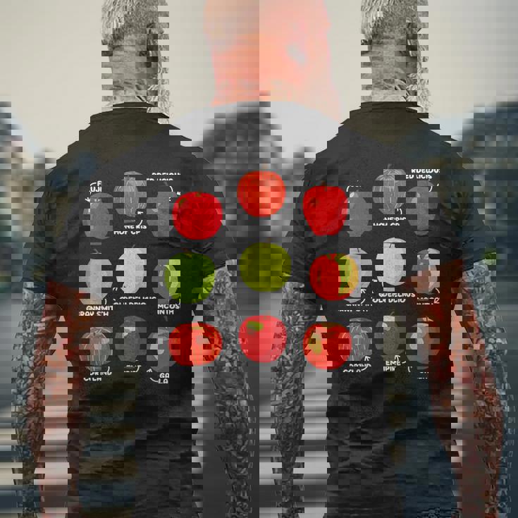 りんごの種類 りんご好き リンゴ果樹園 りんご狩り メンズTシャツ バックプリント 高齢者への贈り物