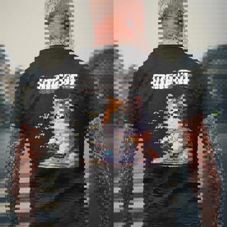 わがままゲーマー猫 ゲーム好き かわいい おもしろ マンガ アニメ オタク メンズTシャツ バックプリント 高齢者への贈り物