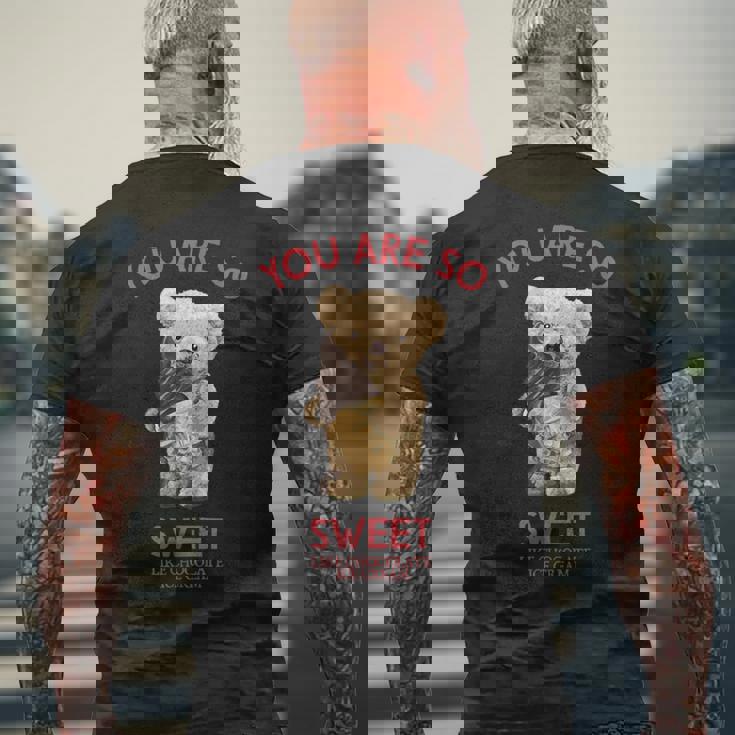 アイスクリームを食べるテディベア メンズTシャツ バックプリント 高齢者への贈り物