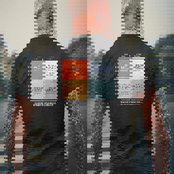 アイゼンハワー意思決定マトリックスのイラスト メンズTシャツ バックプリント 高齢者への贈り物