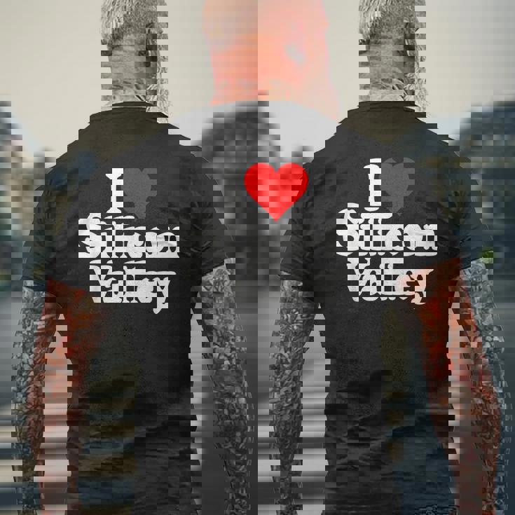 アイラブハートシリコンバレーv カリフォルニア メンズTシャツ バックプリント 高齢者への贈り物