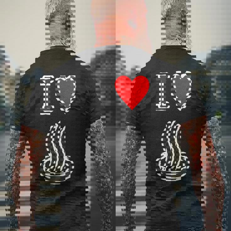 アイラブ・温泉 温泉マーク お風呂 銭湯 記号 お土産 旅行 ハート スタッフ メッセージ・面白 メンズTシャツ バックプリント 高齢者への贈り物