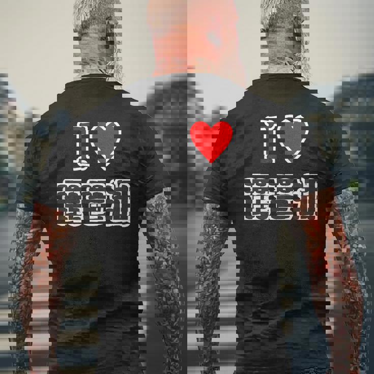 アイラブ・琵琶湖（I Love ハート）滋賀【47都道府県】ジモtティjimo-T 地元愛 観光 お土産 ご当地・面白 メンズTシャツ バックプリント 高齢者への贈り物