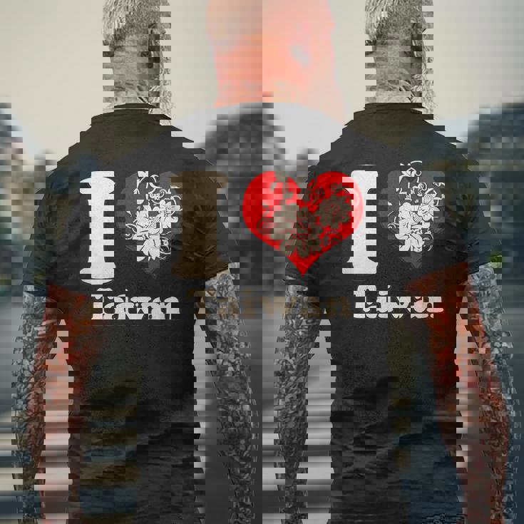 アイラブ台湾フローラル メンズTシャツ バックプリント 高齢者への贈り物