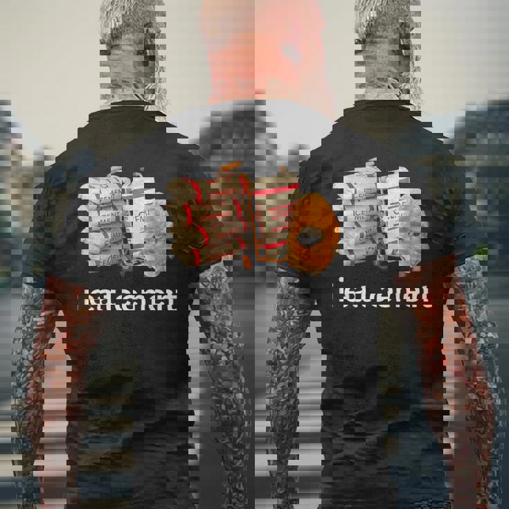 アイ・イート・セメント・ファニー・カーズ・クライング・キャット・ミーム メンズTシャツ バックプリント 高齢者への贈り物