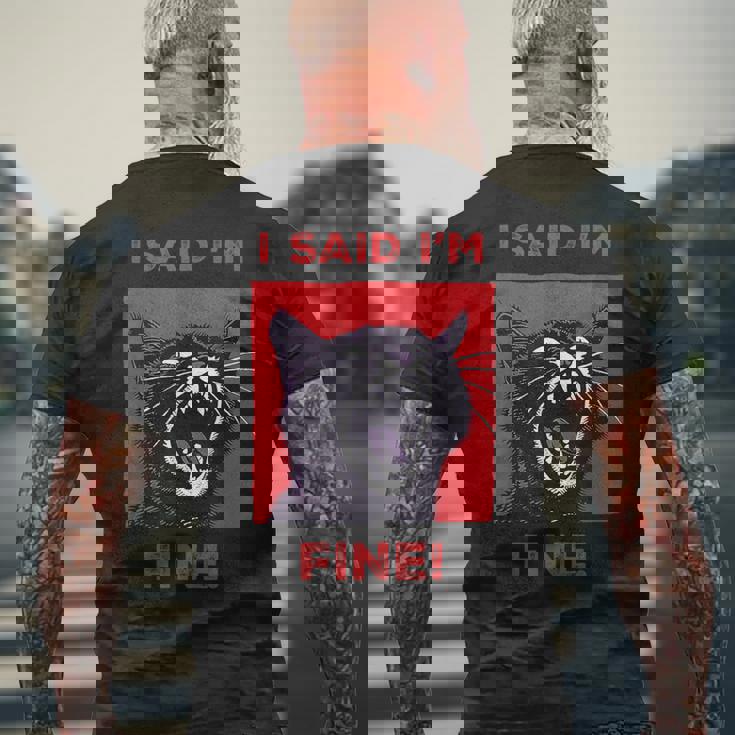 アイ・サイド・アイ・アイム・ファニー・キャット メンズTシャツ バックプリント 高齢者への贈り物