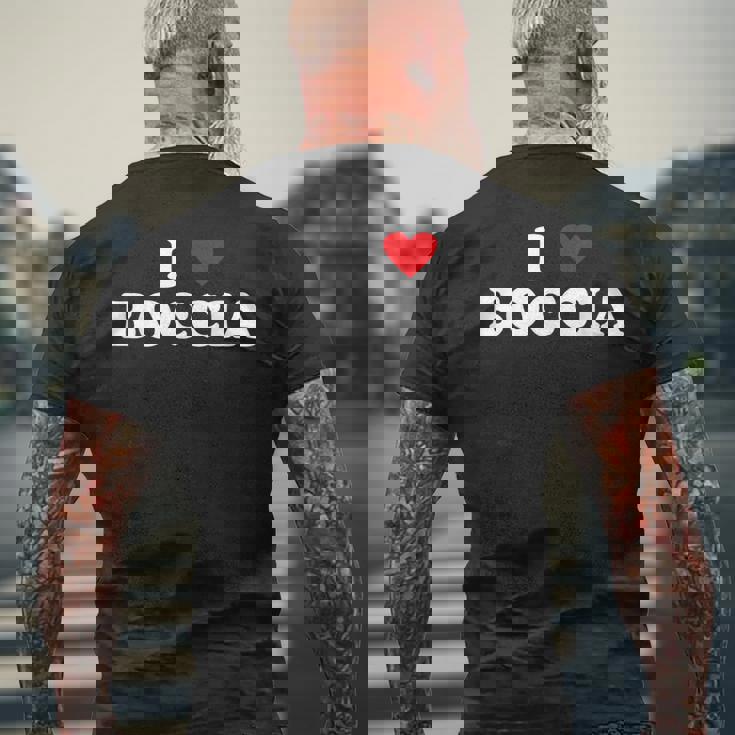 アイ・ハート・ボッチャ・プレイヤー-アイ・ラブ・ボッチャ メンズTシャツ バックプリント 高齢者への贈り物