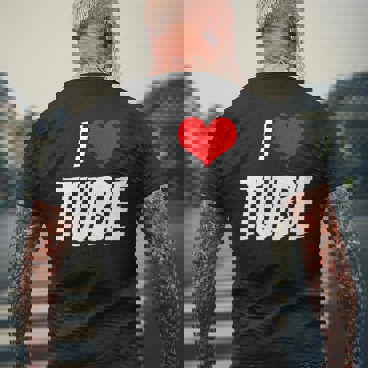 アイ・ラブ・チューブ・ハート メンズTシャツ バックプリント 高齢者への贈り物