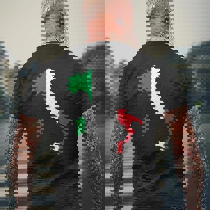 アウトライン イタリア 赤 白 緑 ストライプ 地図 メンズTシャツ バックプリント 高齢者への贈り物