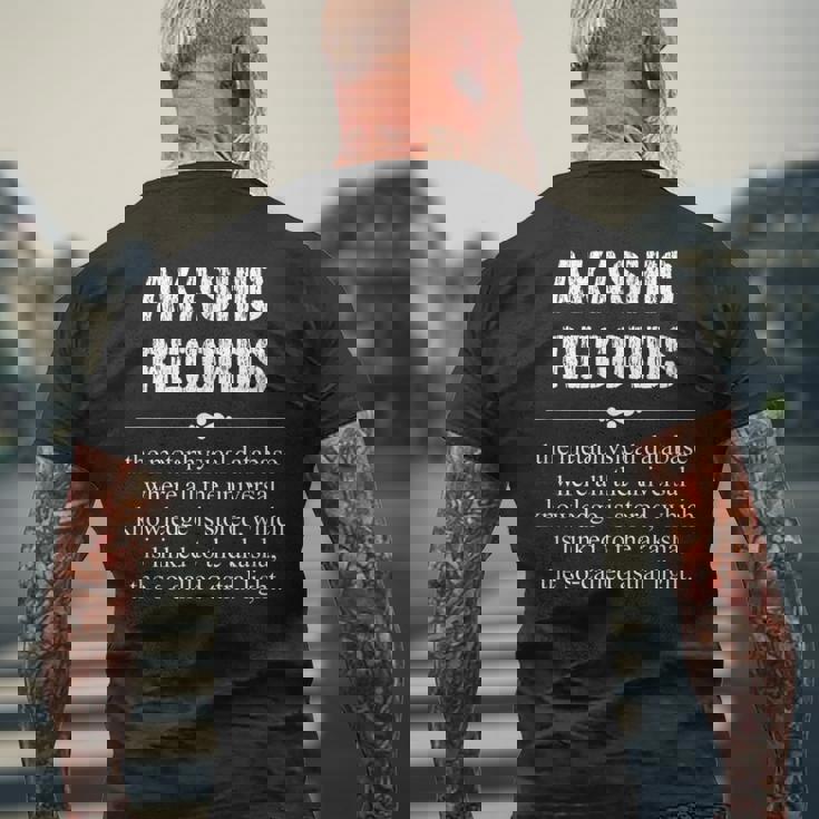 アカシックレコード Akashic Records Dictionary Word Definition Occult メンズTシャツ バックプリント 高齢者への贈り物