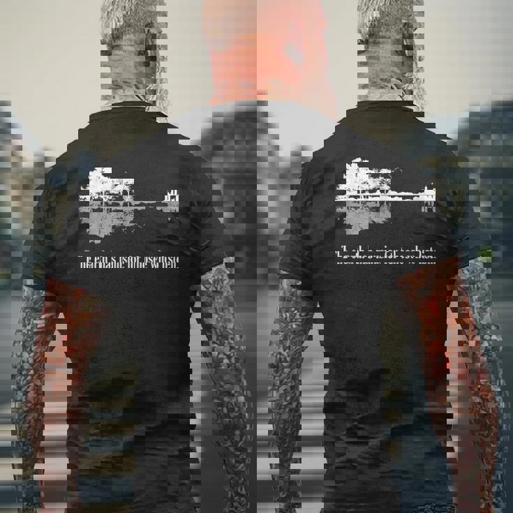 アコースティックギター Earth Has Music For Listen メンズTシャツ バックプリント 高齢者への贈り物