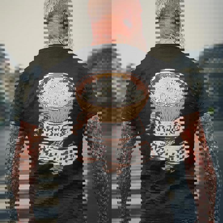 アジア料理 炒飯丼 ご飯好き 食通 メンズTシャツ バックプリント 高齢者への贈り物