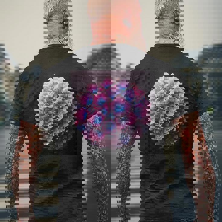 アジサイのようなアジサイの花 メンズTシャツ バックプリント 高齢者への贈り物