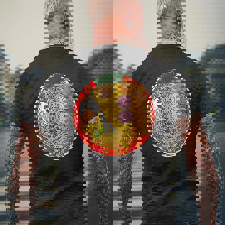 アニメ 和風ラーメン 麺類 食いしん坊ギフト メンズTシャツ バックプリント 高齢者への贈り物