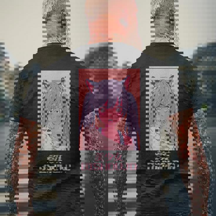 アニメガール猫少女日本蒸気波美少女美少女。 メンズTシャツ バックプリント 高齢者への贈り物