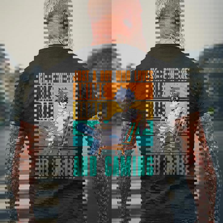 アニメラーメンとゲームが大好きな少年 カワイイゲーマー メンズTシャツ バックプリント 高齢者への贈り物