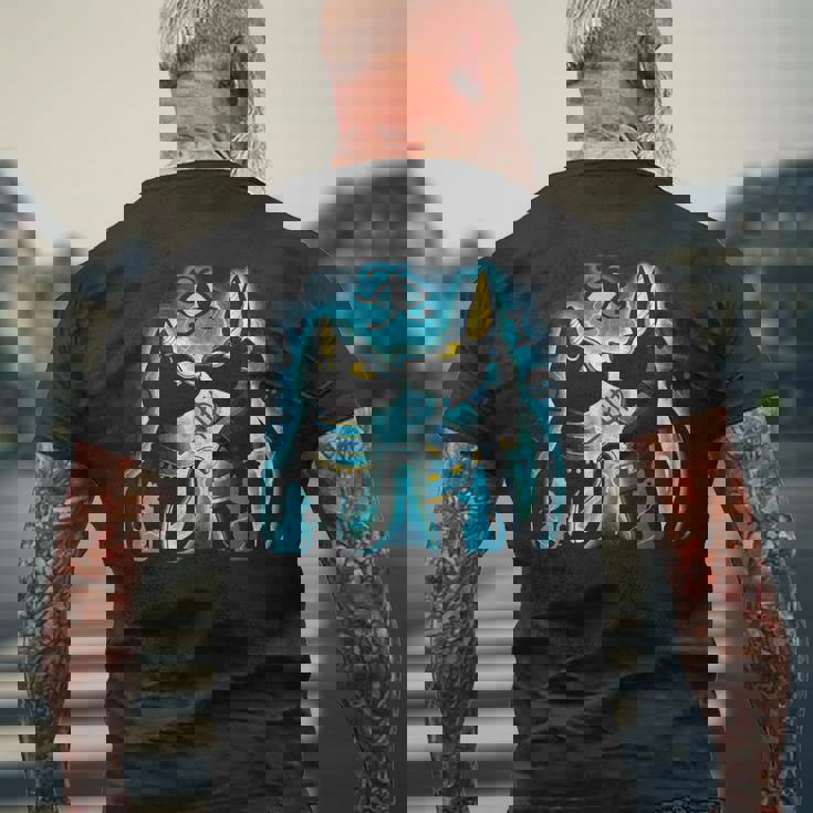 アヌビスとバステト 古代エジプトの死後の世界の神 メンズTシャツ バックプリント 高齢者への贈り物