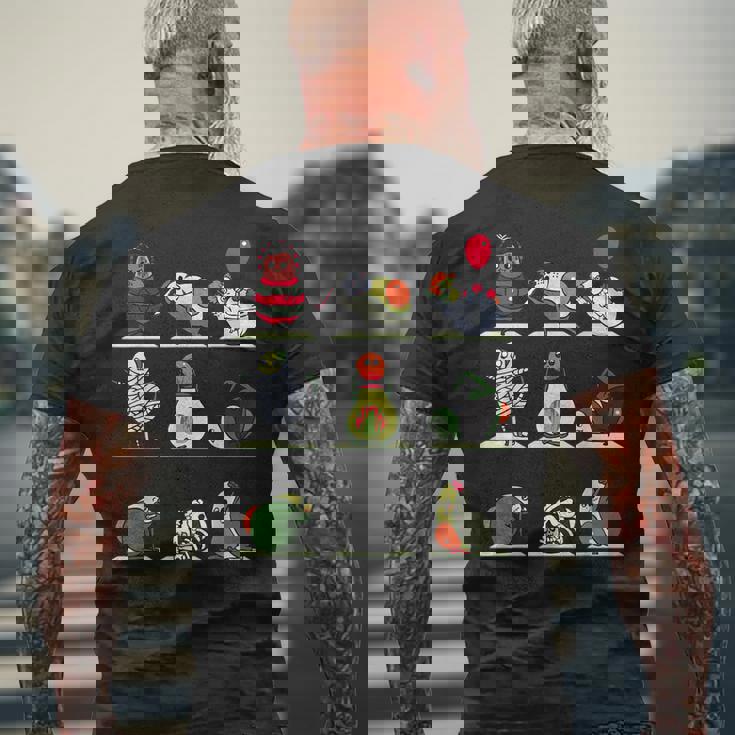 アボカド ヨガ ハロウィン モンスター メンズTシャツ バックプリント 高齢者への贈り物