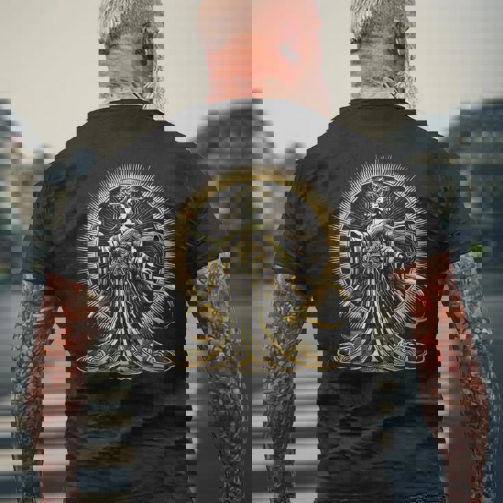 アマテラス 太陽の女神 神話 日本のアートデザイン メンズTシャツ バックプリント 高齢者への贈り物