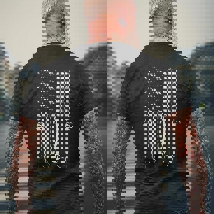 アメリカの旗 歯科技工士 道具 歯医者 アイテム 歯 メンズTシャツ バックプリント 高齢者への贈り物