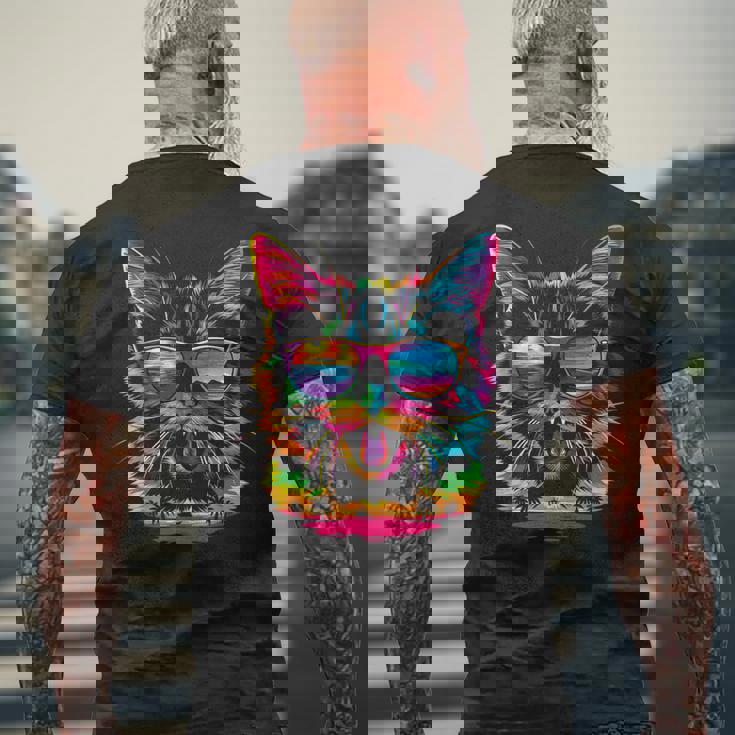 アメリカンショートヘアドッグサングラスポップアート メンズTシャツ バックプリント 高齢者への贈り物