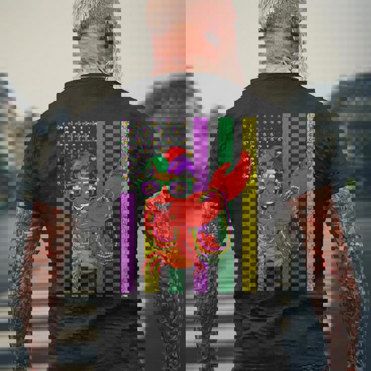 アメリカ国旗 マルディグラ ザリガニ ダビング メンズTシャツ バックプリント 高齢者への贈り物