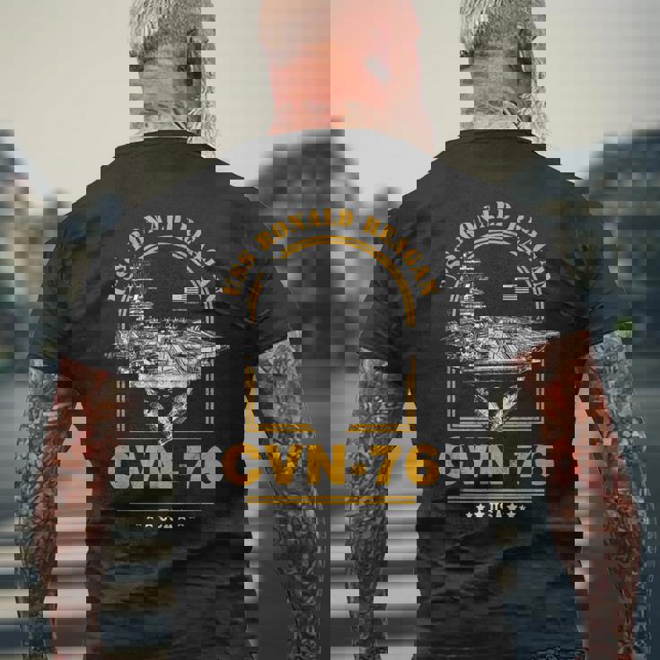 アメリカ海軍航空母艦 Cvn-76 ロナルド・レーガン Uss Ronald Reagan メンズTシャツ バックプリント 高齢者への贈り物