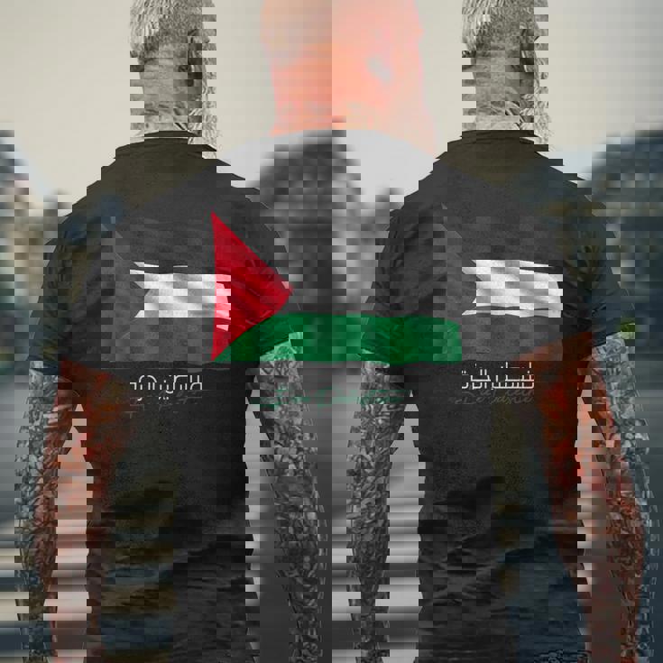 アラビア書道のパレスチナ語 メンズTシャツ バックプリント 高齢者への贈り物