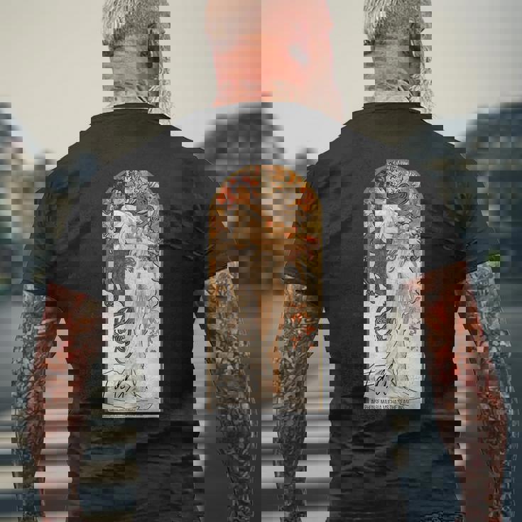 アルフォンス・マリア・ミュシャの「四季」-秋 メンズTシャツ バックプリント 高齢者への贈り物