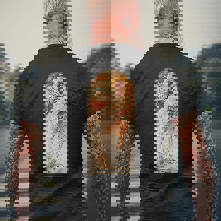 アルフォンス・マリア・ミュシャの季節 夏 メンズTシャツ バックプリント 高齢者への贈り物