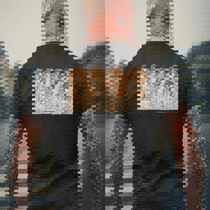 アルフォンス・マリア・ミュシャの季節 メンズTシャツ バックプリント 高齢者への贈り物