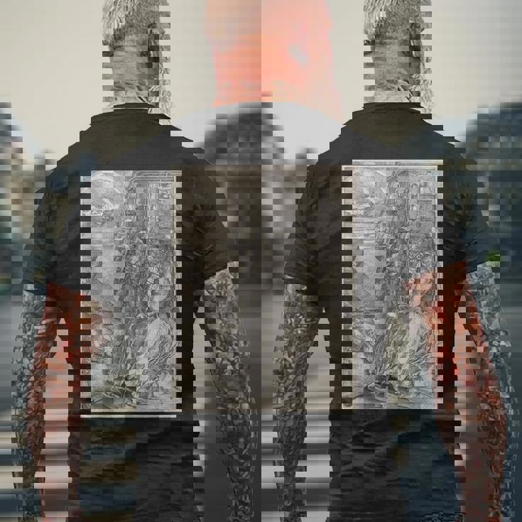 アルブレヒト・デューラーのメランコリア メンズTシャツ バックプリント 高齢者への贈り物