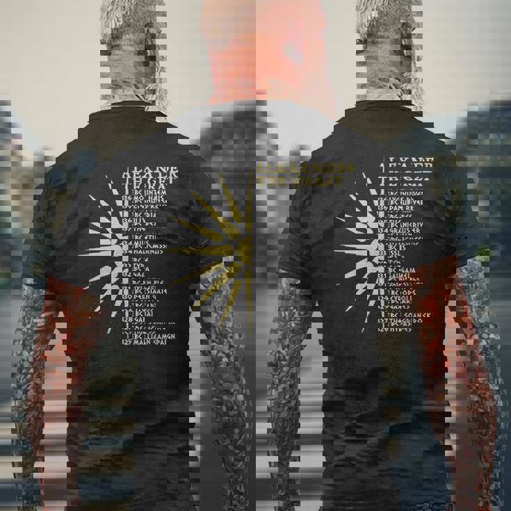 アレクサンダー大王の戦い 古代マケドニア メンズTシャツ バックプリント 高齢者への贈り物