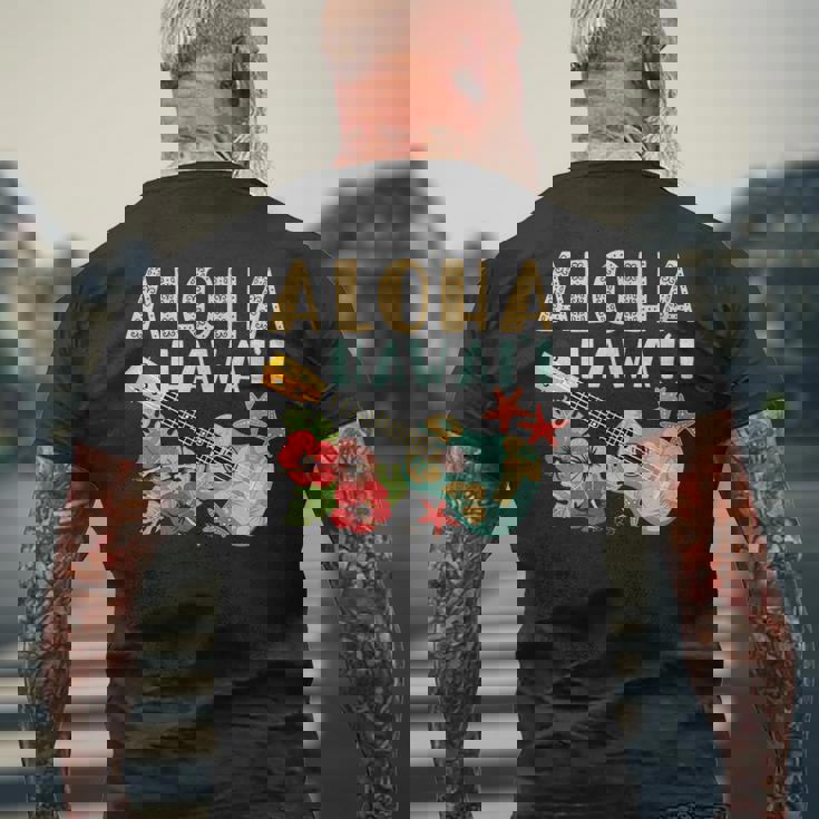 アロハ ハワイアン ウクレレ メンズTシャツ バックプリント 高齢者への贈り物