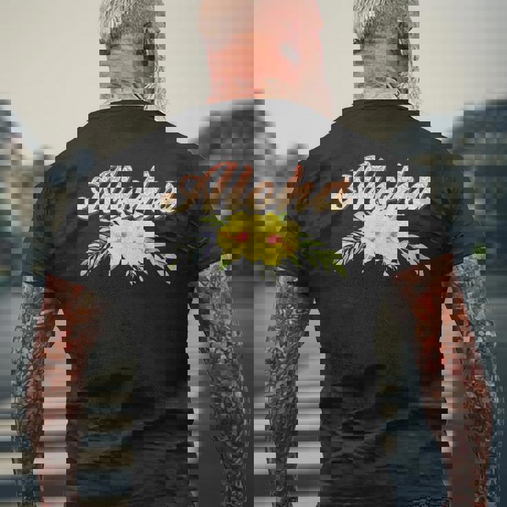 アロハイエロー ハイビスカス メンズTシャツ バックプリント 高齢者への贈り物