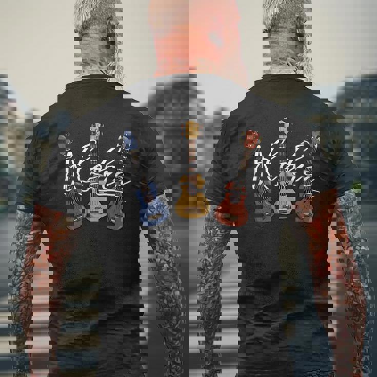 アロハ漫画 ウクレレ ハワイ ウケ ライフスタイル ウクレレ メンズTシャツ バックプリント 高齢者への贈り物