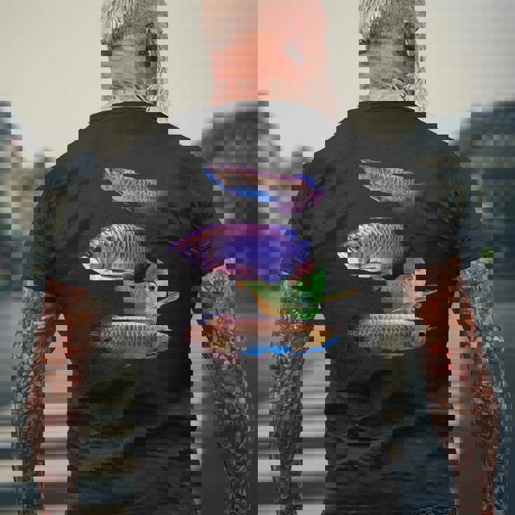 アロワナ 水槽 水槽 愛好家 大型 アロワナ デザイン メンズTシャツ バックプリント 高齢者への贈り物