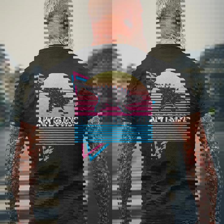 アンキロサウルス 恐竜 レトロ メンズTシャツ バックプリント 高齢者への贈り物