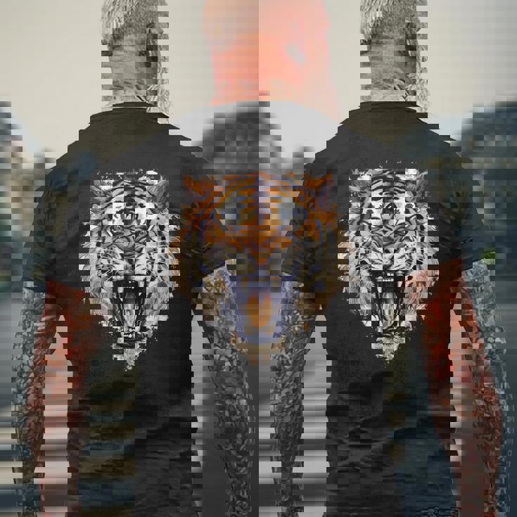 アングリータイガー、ローリングタイガー メンズTシャツ バックプリント 高齢者への贈り物