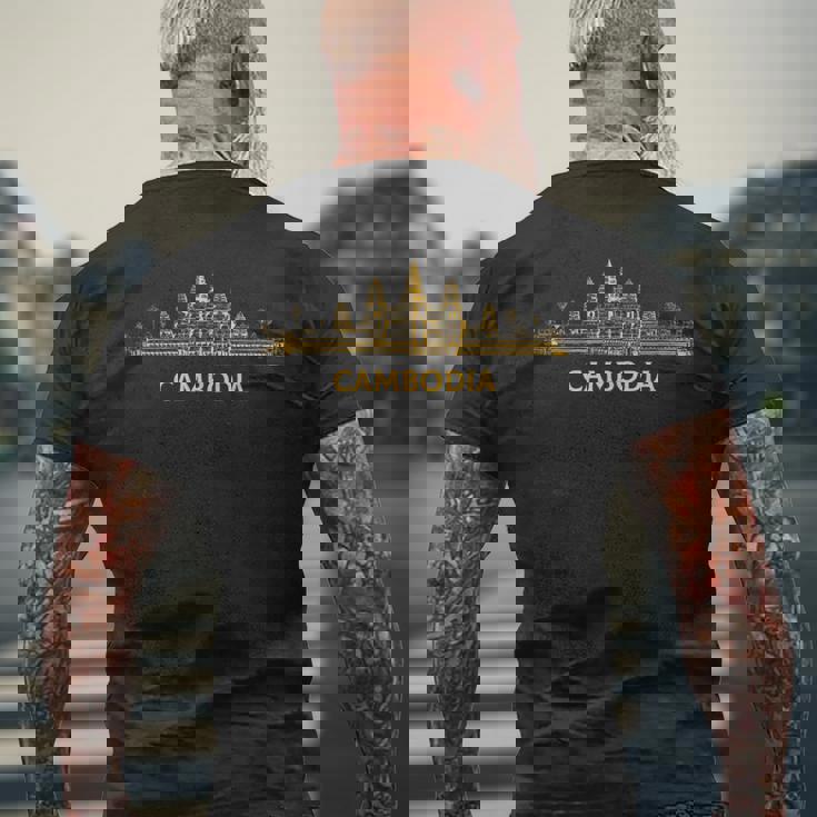 アンコールワットカンボジア、クメールカンボジア メンズTシャツ バックプリント 高齢者への贈り物