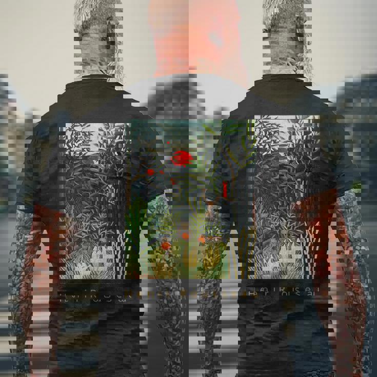 アンリ・ルソー 森の中の猿とオウム メンズTシャツ バックプリント 高齢者への贈り物