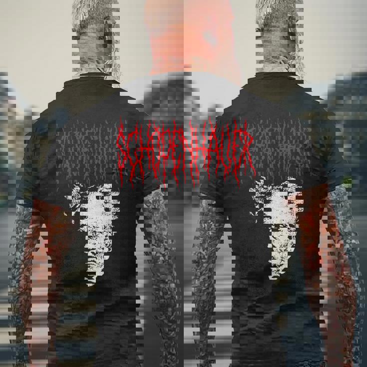 アーサー・ショーペンハウアー デスメタルスタイル 哲学 デザイン メンズTシャツ バックプリント 高齢者への贈り物