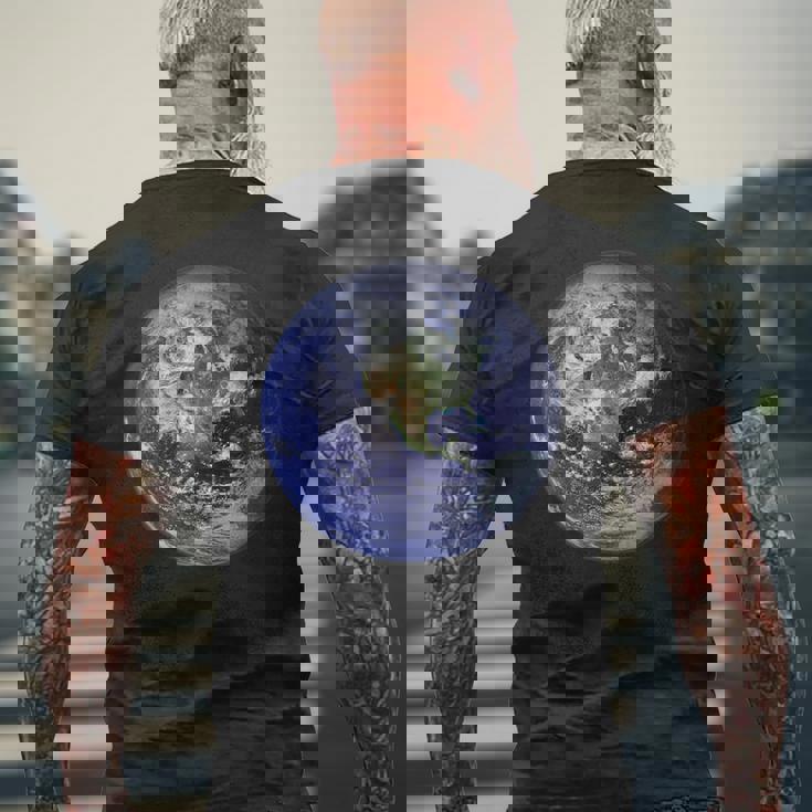 アースプラネット 地球 北米 平球 宇宙雲 メンズTシャツ バックプリント 高齢者への贈り物