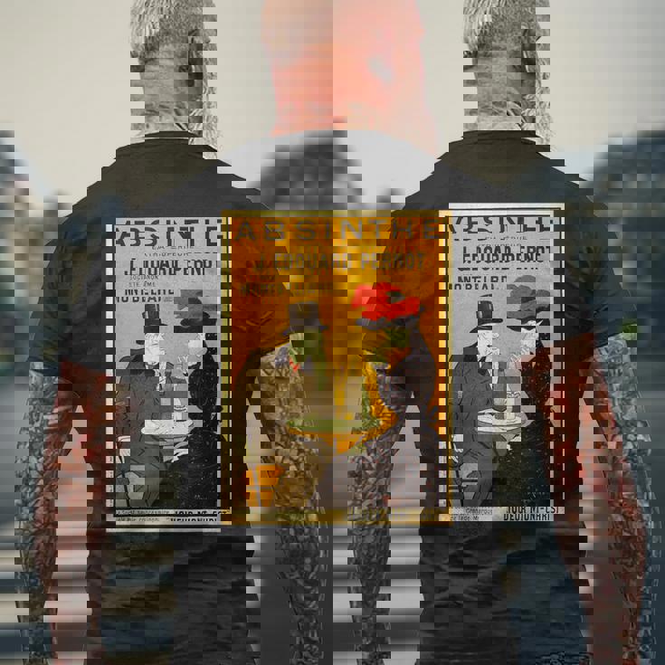 アールヌーボー アブサン ビクトリア朝 カップル テーブル メンズTシャツ バックプリント 高齢者への贈り物