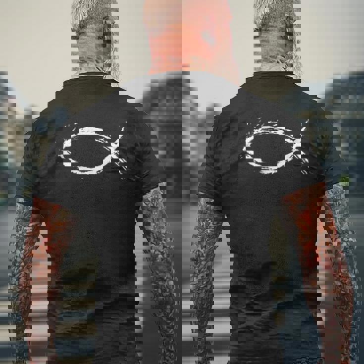 イエス・クリスチャン・イクシーの魚の信仰 メンズTシャツ バックプリント 高齢者への贈り物