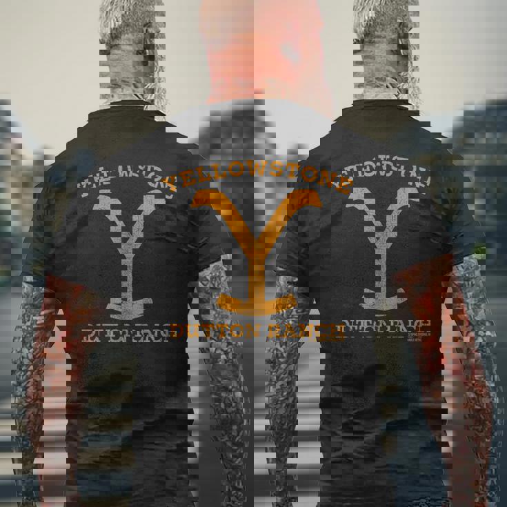 イエローストーン ダットンランチアンティーク調ロゴ メンズTシャツ バックプリント 高齢者への贈り物