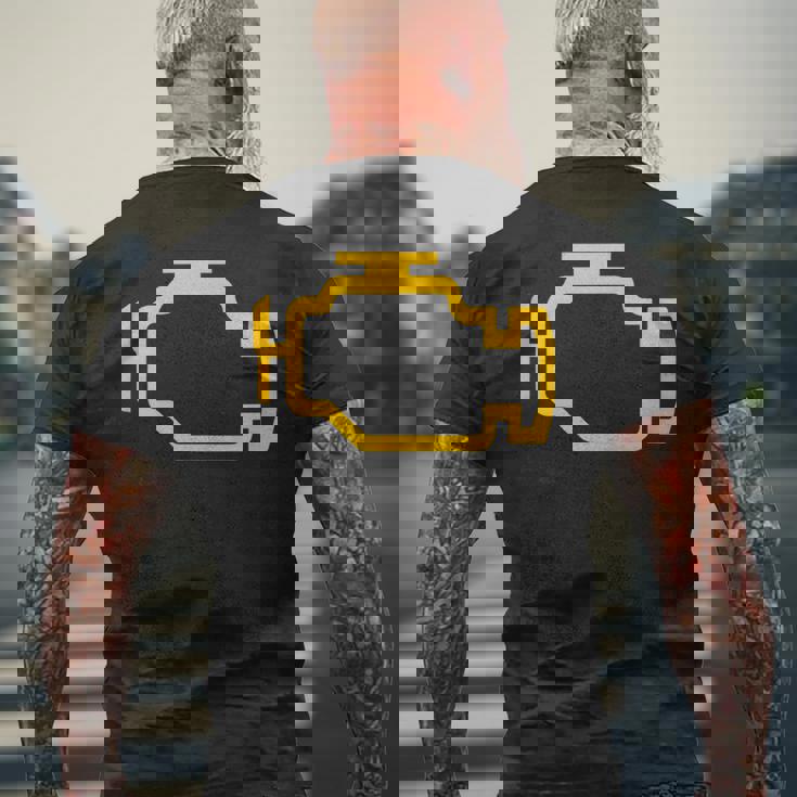 イエローチェックエンジンライト付きtシャツ メンズTシャツ バックプリント 高齢者への贈り物